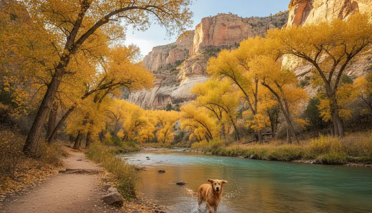 Illustration of a river canyon trail in southwest Colorado