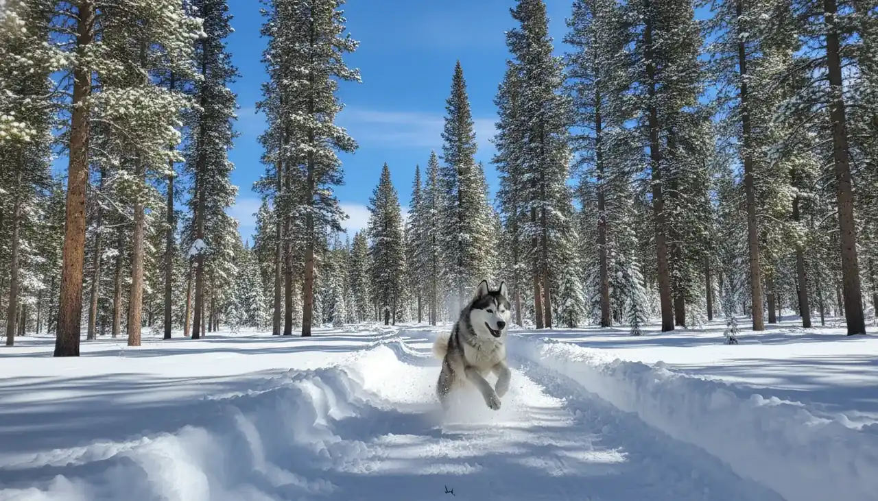 Illustration of a snowy winter trail in Summit County
